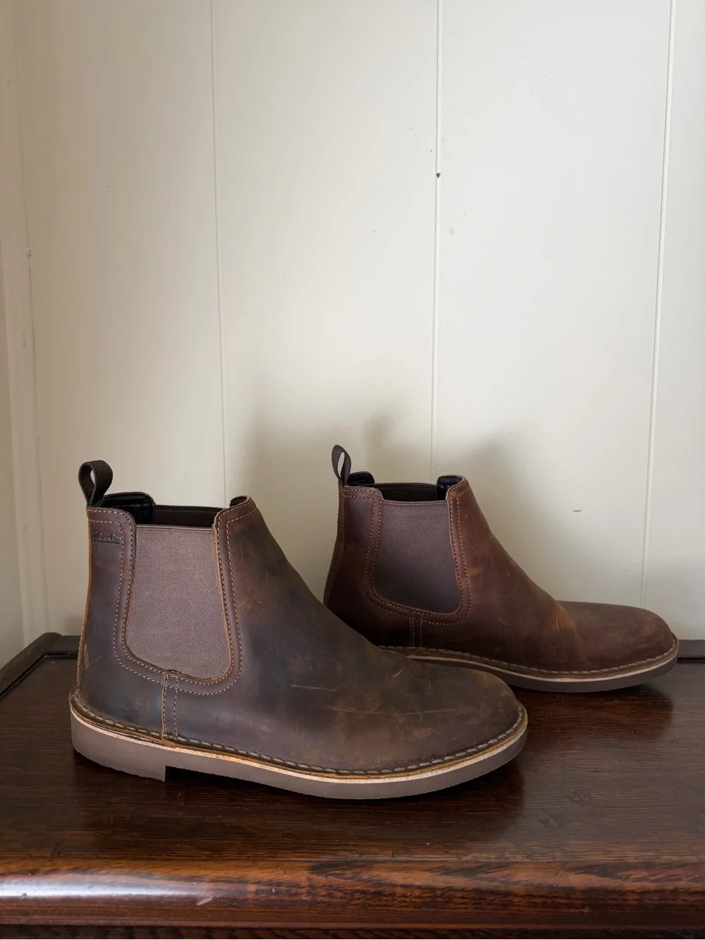 Clarks Men's Dark Brown Leather Chelsea Ankle Boots